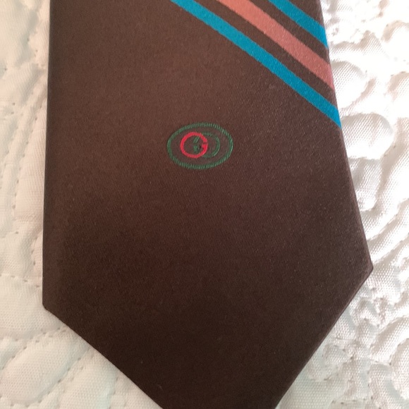 Authentic Gucci Gimental Striped Silk Tie in Brown - Picture 5 of 8